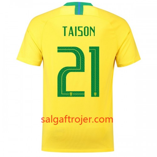 Brasilien Fodboldtrøjer Taison 21 Hjemmebanesæt VM 2018 Brasilien Fodboldtrøjer Taison 21 Hjemmebanesæt VM 2018